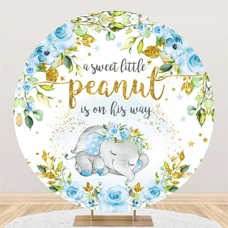 Lofaris Gold Glitter And Blue Little Peanut Baby Shower Backdrop
