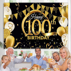 Lofaris Gold Glitter Ballons 100th Birthday Party Backdorp