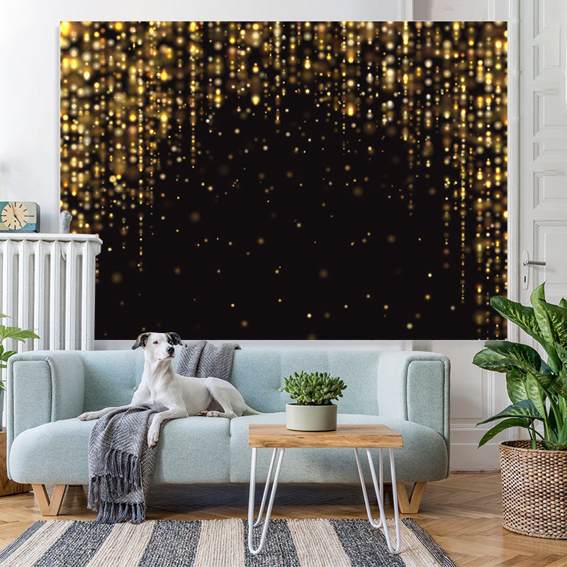 Lofaris Gold Glitter Black Happy Birthday Backdrop For Party