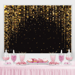 Lofaris Gold Glitter Black Happy Birthday Backdrop For Party