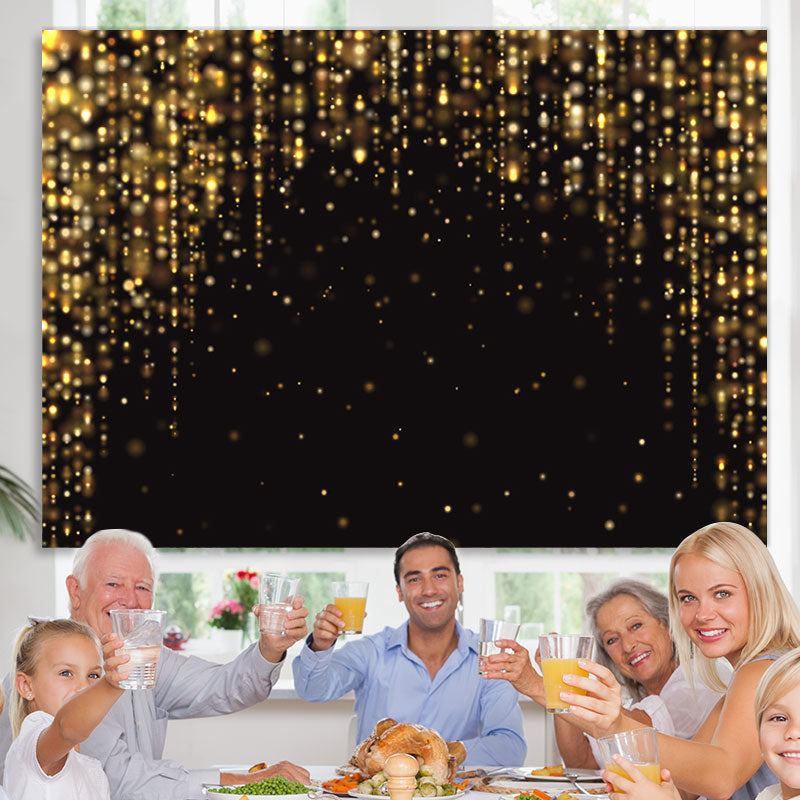 Lofaris Gold Glitter Black Happy Birthday Backdrop For Party
