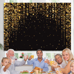 Lofaris Gold Glitter Black Happy Birthday Backdrop For Party