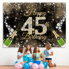 Lofaris Gold Glitter Diamond Bokeh Happy 45th Birthday Backdrop