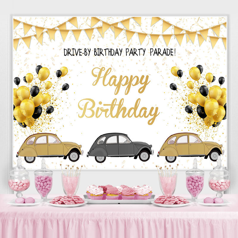 Lofaris Gold Glitter Drive By Birthday Party Parade Backdrop