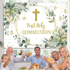 Lofaris Gold Glitter First Holy Communion Baby Shower Backdrop