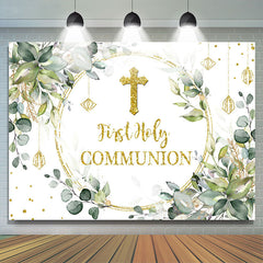 Lofaris Gold Glitter First Holy Communion Baby Shower Backdrop