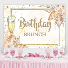 Lofaris Gold Glitter Floral Birthday Brunch Backdrop For Girl