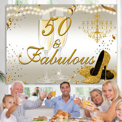 Lofaris Gold Glitter Heels 50th Fabulous Birthday Backdrop