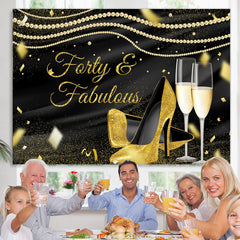 Lofaris Gold Glitter Heels And Black Birthday Party Backdrop