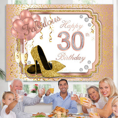 Lofaris Gold Glitter Heels And Pink Ballon 30th Birthday Backdrop
