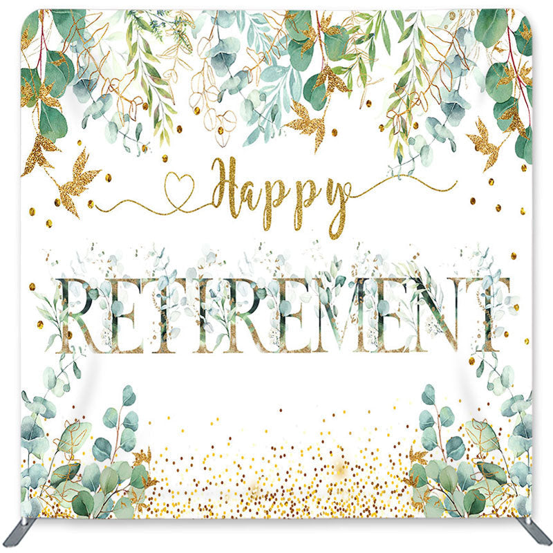 Lofaris Gold Glitter Leaves Double-Sided Backdrop for Retirement