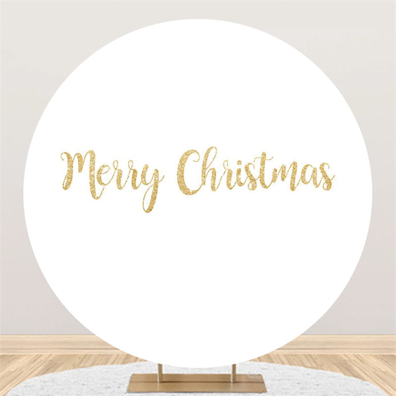 Lofaris Gold Glitter Merry Christmas Round Backdrop For Party