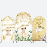 Lofaris Gold Glitter Mi Bautizo Cacti Baptism Arch Backdrop Kit