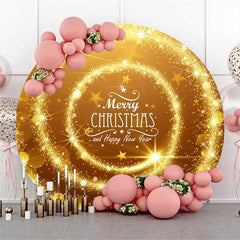 Lofaris Gold Glitter Round Chrismas And New Year Party Backdrop