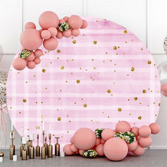 Lofaris Gold Glitter Spot Round Pink Happy Birthday Backdrop