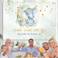 Lofaris Gold Glitter Twinkle Star Elephant Baby Shower Backdrop