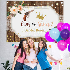 Lofaris Gold Glitter Wood Floral Gender Reveal Baby Shower Backdrop