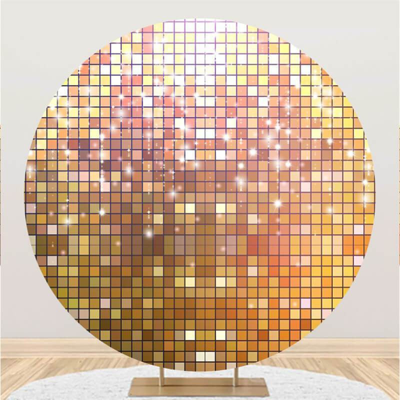 Lofaris Gold Lattice Glitter Custom Circle Birthday Backdrop