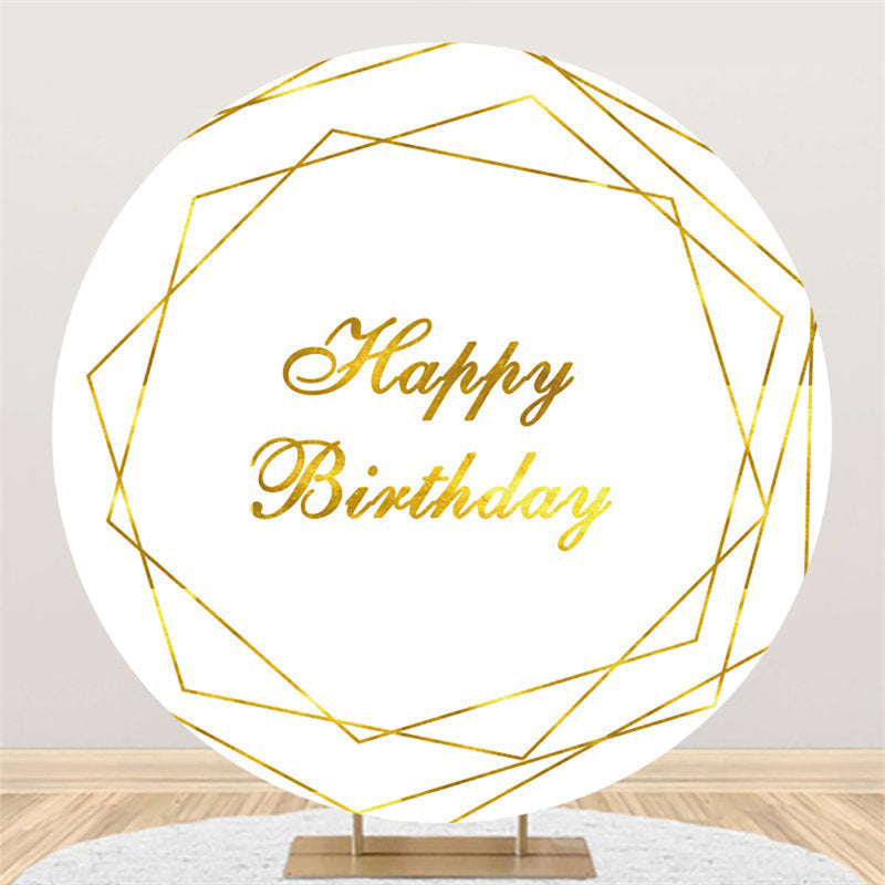 Lofaris Gold Lines Round White Backdrop For Happy Birthday