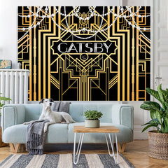 Lofaris Gold Lines With White Pearl Birthday Backdrop For Women