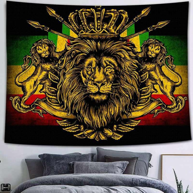 Lofaris Gold Lion King 3D Printed Novelty Animal Wall Tapestry
