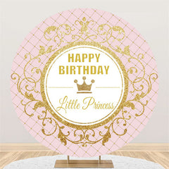 Lofaris Gold Litter Princess Happy Birthday Round Backdrop