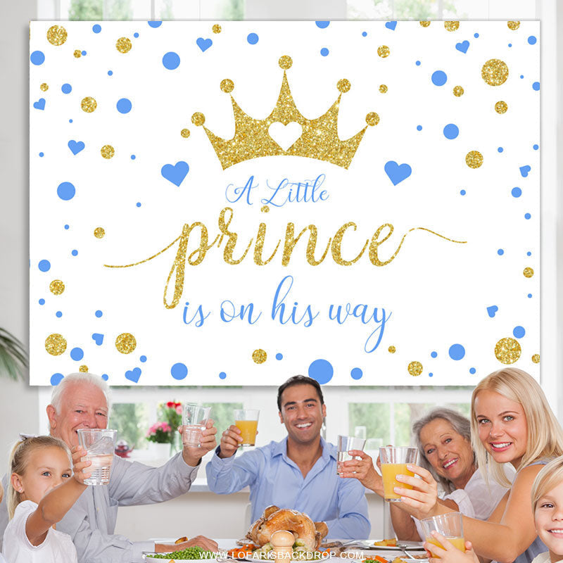Lofaris Gold Little Prince Is On His Way Baby Shower Backdrop