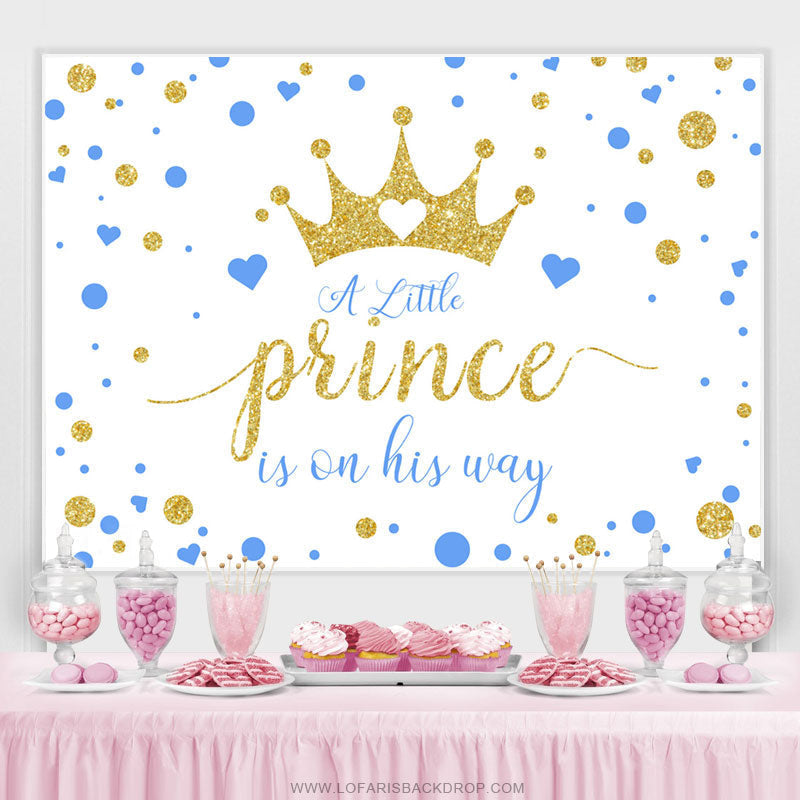 Lofaris Gold Little Prince Is On His Way Baby Shower Backdrop