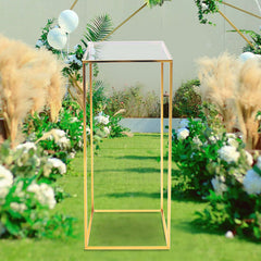 Lofaris Gold Metal Geometric Rectangular Wedding Backdrop Stands