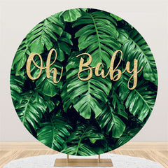 Lofaris Gold Oh Baby Green Monstera Round Shower Backdrop
