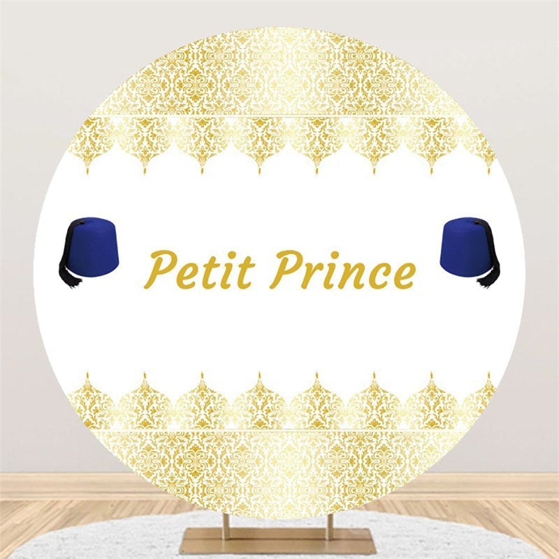Lofaris Gold Petit Prince Round White Baby Shower Backdrop