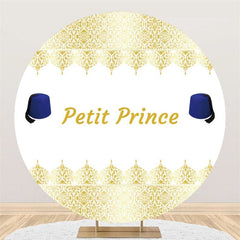 Lofaris Gold Petit Prince Round White Baby Shower Backdrop