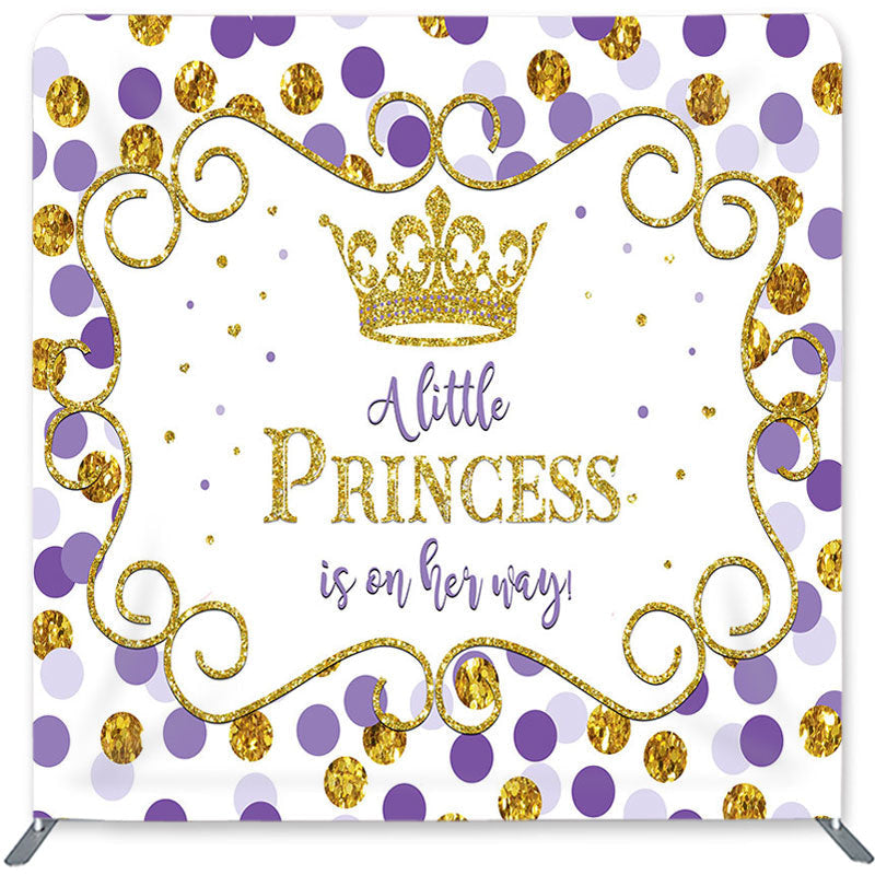 Lofaris Gold Purple Dot Double-Sided Backdrop for Baby Shower