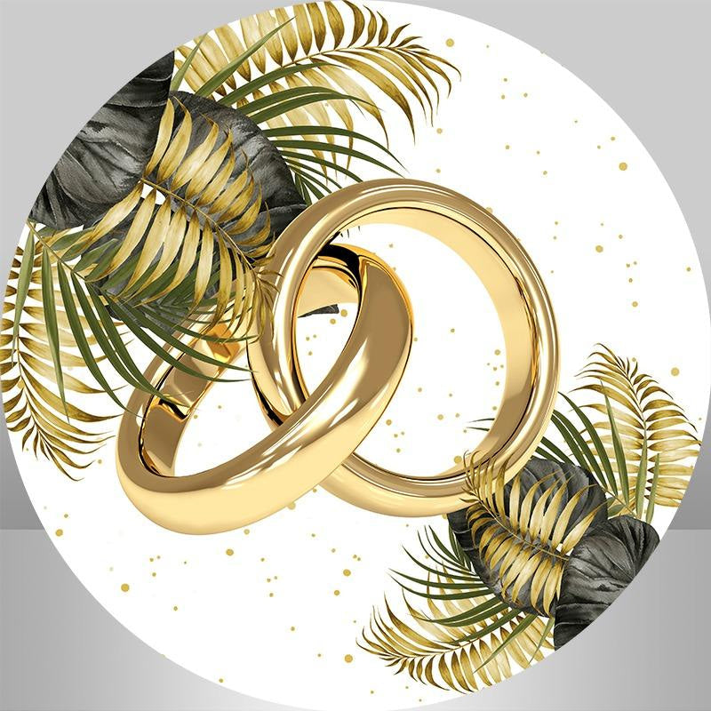 Lofaris Gold Ring And Leaves Round Wedding Backdrop For Party