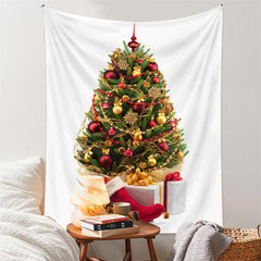 Lofaris Gold Snowflake Christmas Tree Family Wall Tapestry
