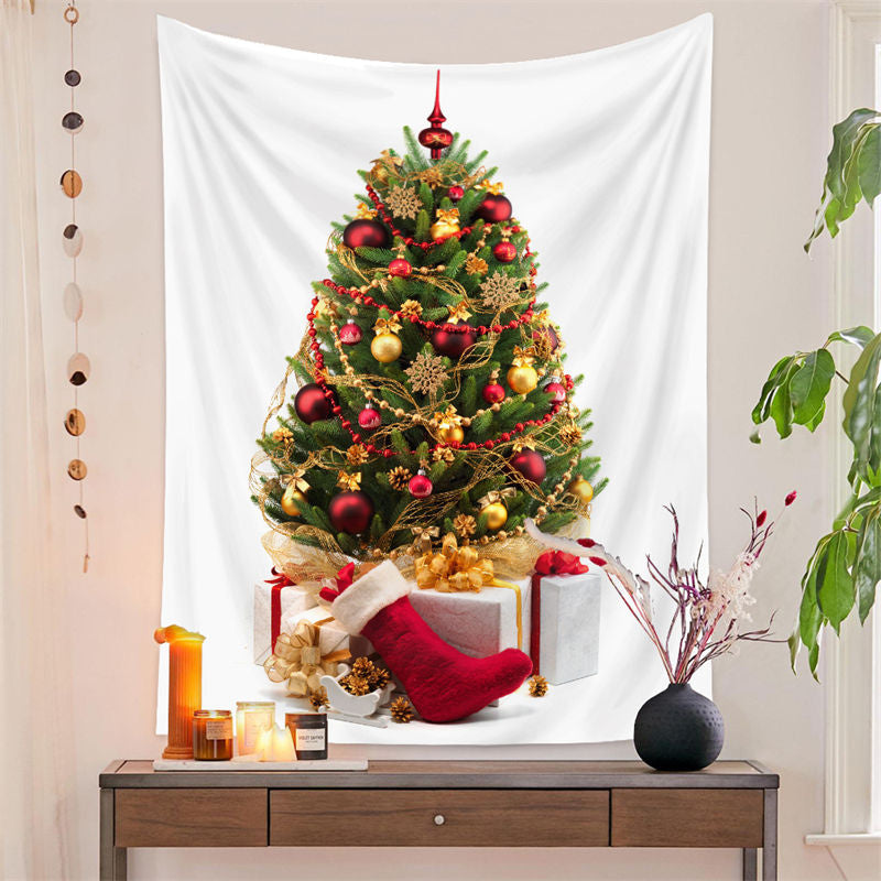 Lofaris Gold Snowflake Christmas Tree Family Wall Tapestry