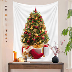 Lofaris Gold Snowflake Christmas Tree Family Wall Tapestry
