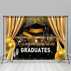 Lofaris Congratulations Grads Backdrop With Golden Curtain