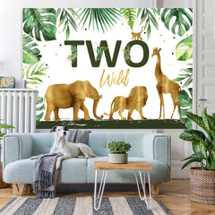 Lofaris Golden And Green Safaris Happy 2Nd Birthday Backdrop
