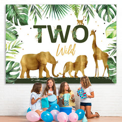 Lofaris Golden And Green Safaris Happy 2Nd Birthday Backdrop