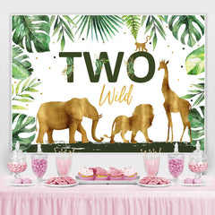 Lofaris Golden And Green Safaris Happy 2Nd Birthday Backdrop