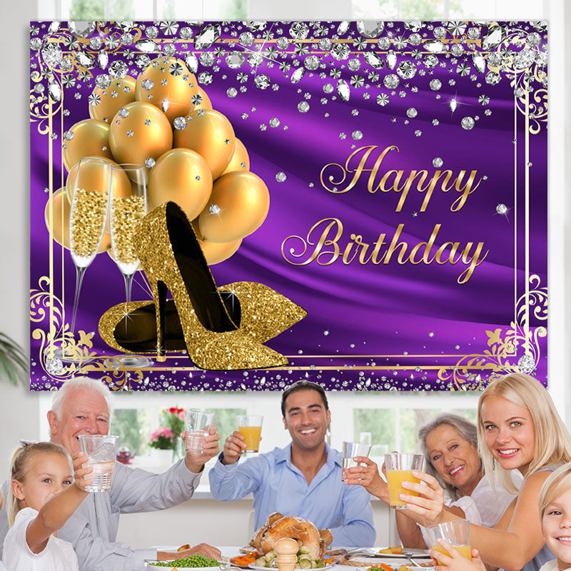 Lofaris Golden Balloon and High Heel Diamond Birthday Backdorp