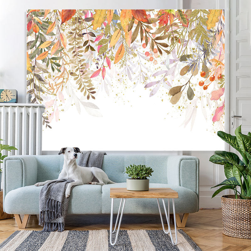Lofaris Golden Bokeh and Red Yellow Leaves Autumn Backdrop