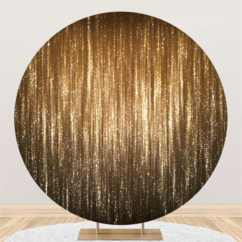 Lofaris Golden Bright Glitter Round Black Birthday Backdrop