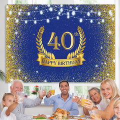 Lofaris Golden Glitter and Navy Blue 40Th Birthday Backdrop