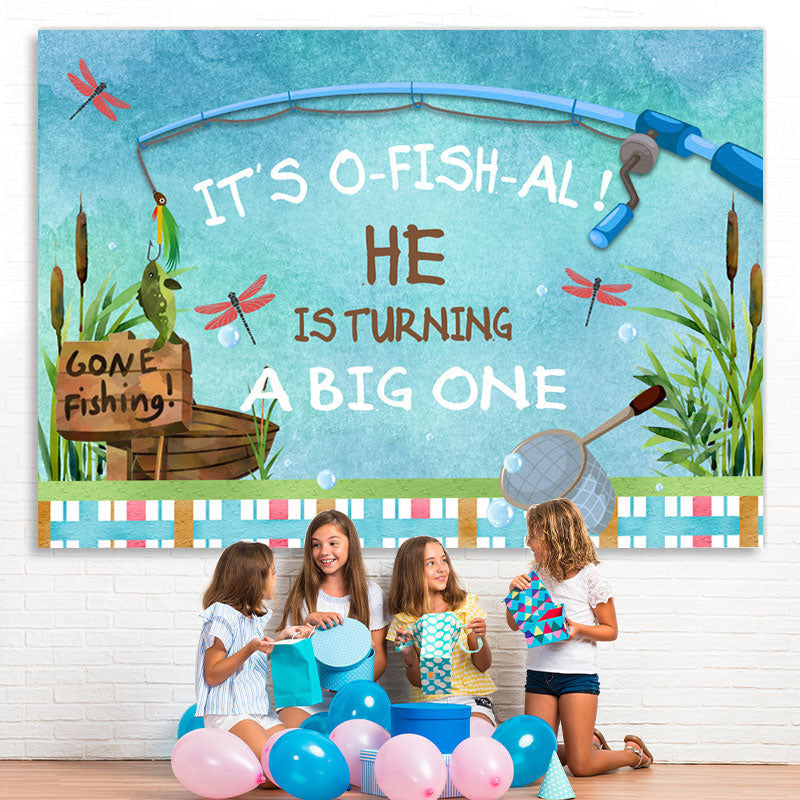 Lofaris Gone Finshing Pool Themed Happy 1St Birthday Backdrop