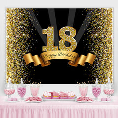 Lofaris Gorgeous Happy 18Th Birthday Black and Golden Backdorp