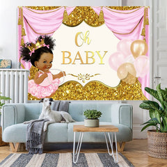 Lofaris Gorgeous Pink And Gold Balloons Baby Shower Backdrop