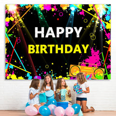 Lofaris Graffiti and Flash Lights Happy Birthday Backdrop