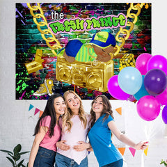 Lofaris Graffiti Wall With Goden Themed Baby Shower Backdrop